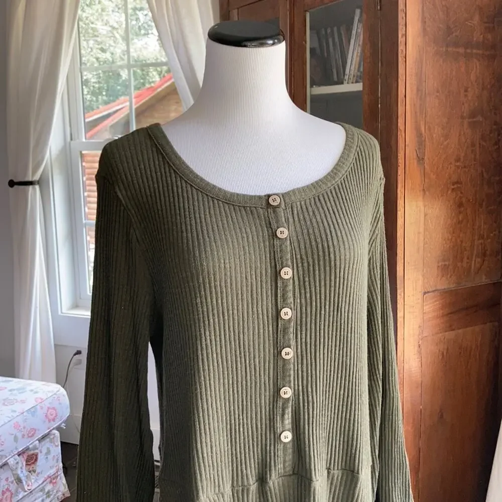 NWOT Olive Green Stretch Shift Dress, Size M - Picture 2 of 6